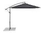 Un parasol gris avec un bras articulé et un pied.