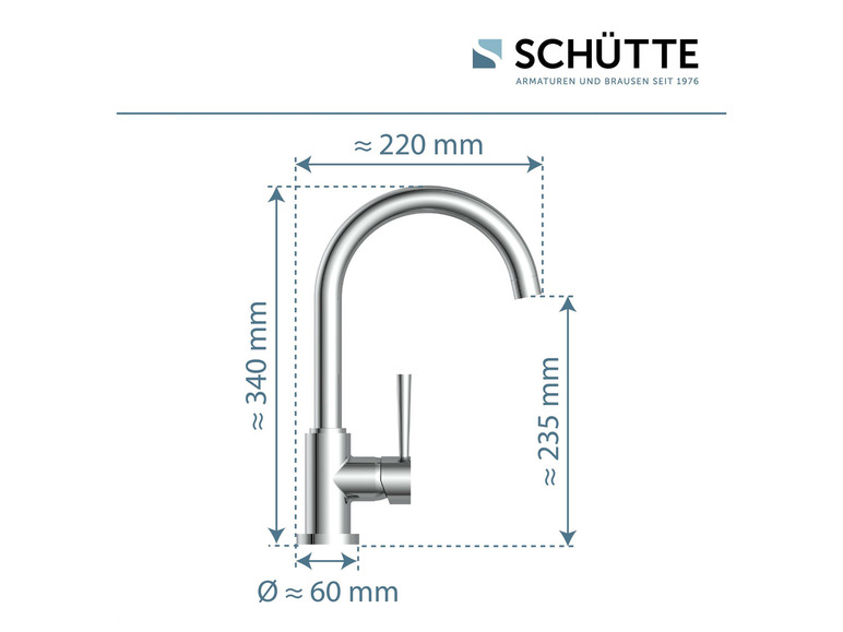 Aller en mode plein écran : Schütte Mitigeur robinet de cuisine CORNWALL, basse pression, avec bec courbé - Image 4
