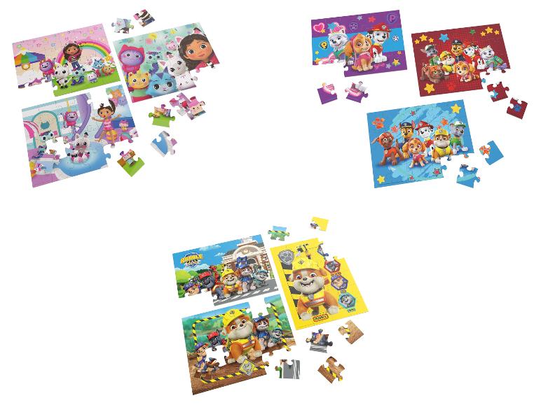 Ensemble de puzzles sur les thèmes de Pat' Patrouille, La Maison Magique de Gabby et Dora l'Exploratrice