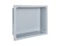 Boîte de rangement rectangulaire en plastique gris clair avec logo 'roba'