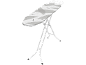 Table à repasser pliable avec housse à motif gris et blanc.