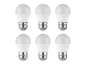 Six ampoules LED blanches sur fond blanc.