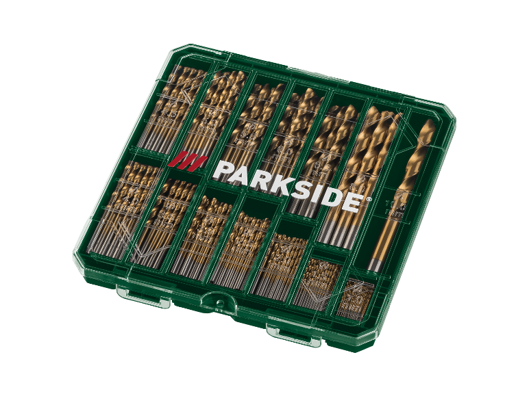Ensemble de forets Parkside dans une boîte en plastique.