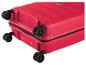 Une valise rouge à roulettes de la marque Samsonite.