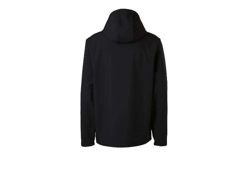 Veste softshell noire pour homme avec capuche, vue de dos.