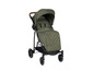 Une poussette verte BabyComfort à quatre roues.