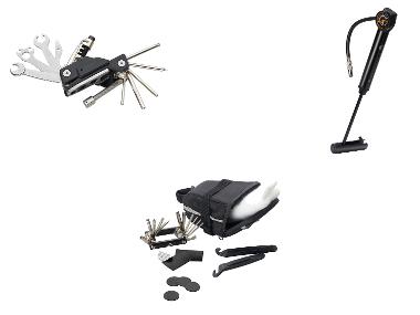 CRIVIT Outil multifonction pour vélo, sacoche de selle avec outils ou mini-pompe à manomètre