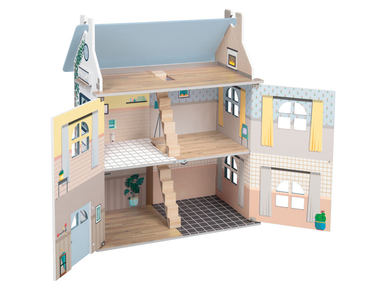 Aller en mode plein écran : Playtive Maison de poupée en bois Cabinet, trois étages - Image 6