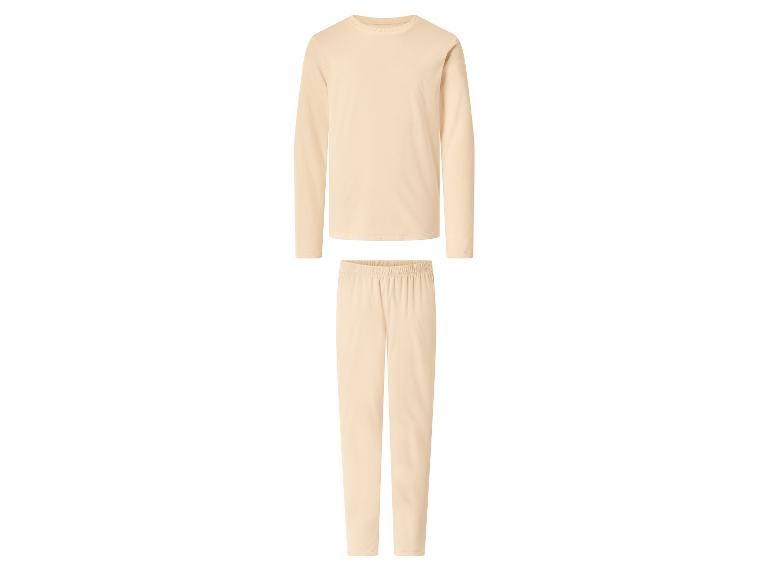 Pyjama enfant beige, composé d'un t-shirt à manches longues et d'un pantalon.