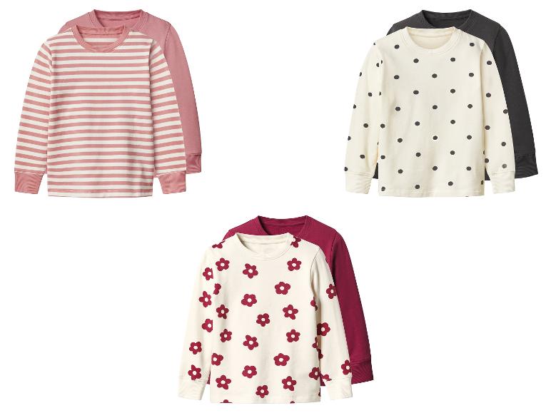 Trois ensembles de hauts à manches longues à rayures, pois et imprimé floral