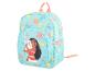 Sac à dos turquoise avec Moana et Pua, motif floral et coquillages.