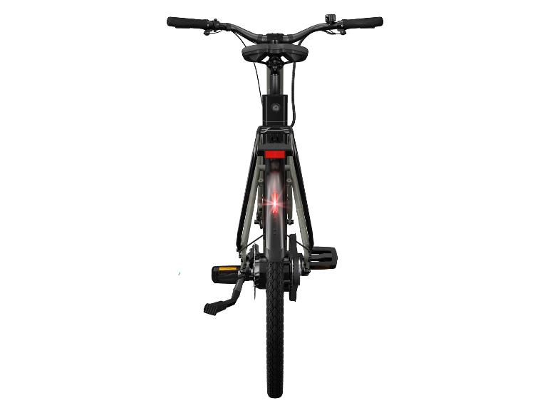Vue arrière d'un vélo électrique noir.