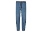 Pantalon en jean bleu à cordon de serrage.