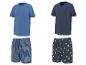 T-shirts et shorts de pyjama pour hommes, rayés et à motif de citrons.