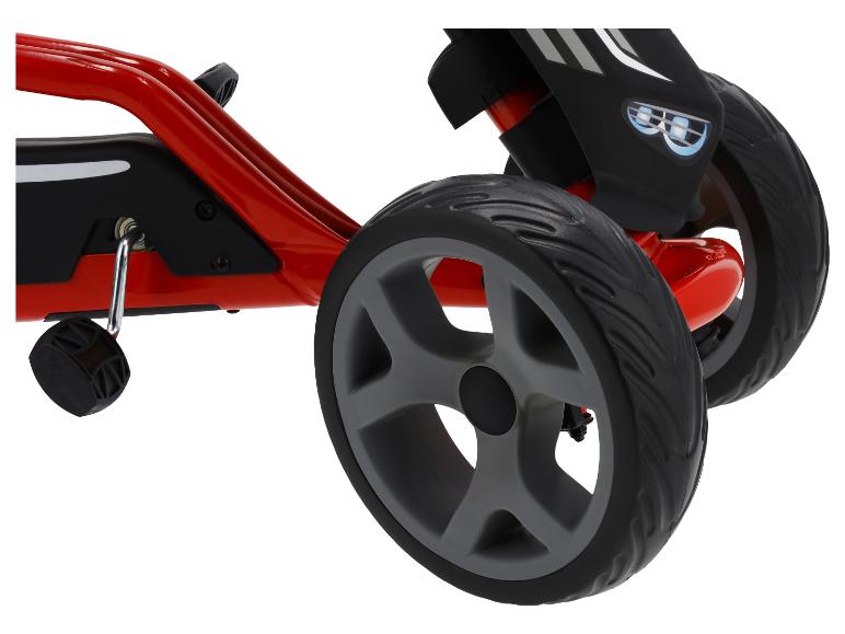 Tricycle rouge pour enfants avec roues et détails noirs