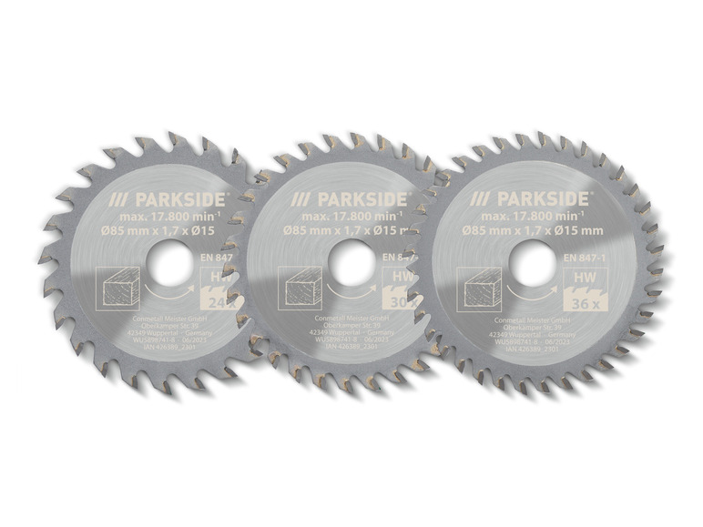 Aller en mode plein écran : PARKSIDE® Lames de scie circulaire PHKSA 12, Ø 85 mm, 3 pièces - Image 2