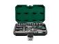 Un ensemble d'outils Parkside avec des tournevis, des clés à cliquet et des embouts dans un coffret vert.