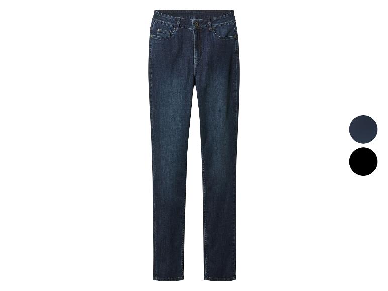 Jean skinny bleu foncé avec deux échantillons de couleur, bleu foncé et noir.