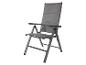 Chaise pliante en aluminium et textilène gris.