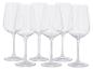 Lot de six verres à vin transparents à pied long.