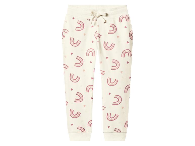 Pantalon de jogging crème avec motif arc-en-ciel et cœurs roses