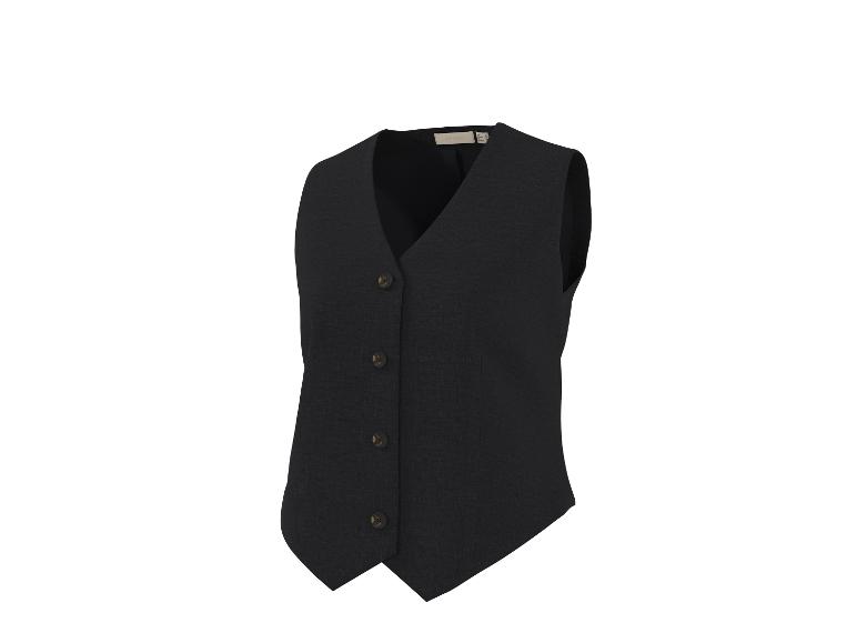 Gilet femme noir avec boutons marrons, vue de face.