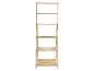 Étagère en bambou à cinq niveaux avec un design en échelle, idéale pour un rangement polyvalent.