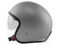 Casque de moto gris avec visière ouverte