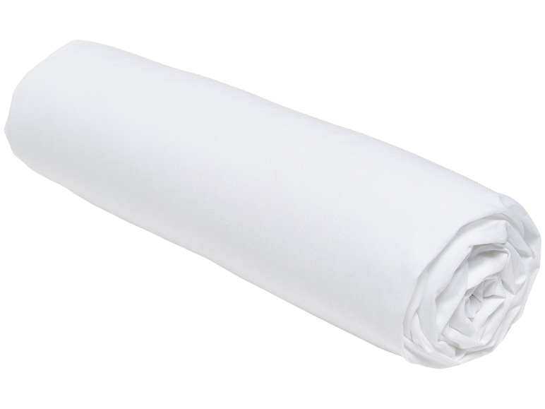 Drap en coton blanc roulé.