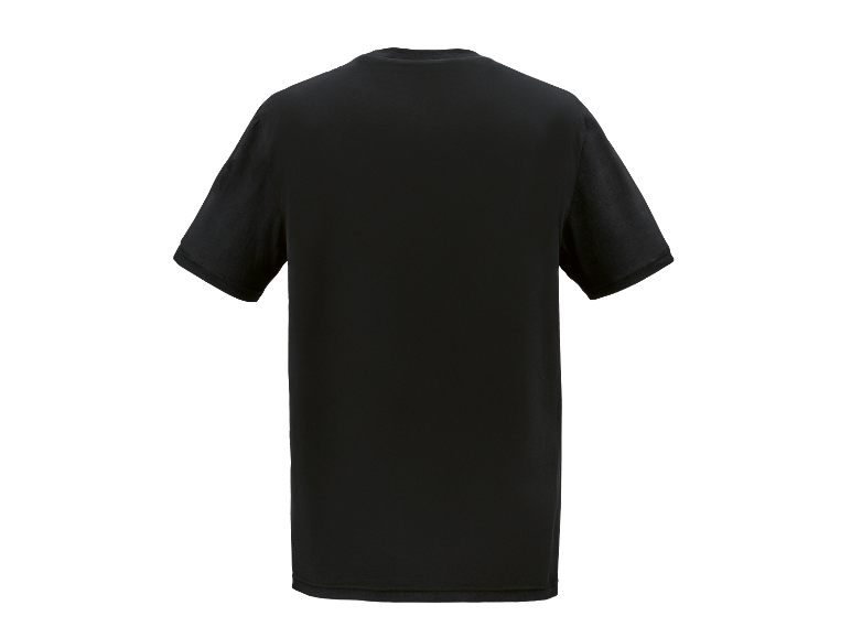 T-shirt noire à manches courtes, vue de dos.