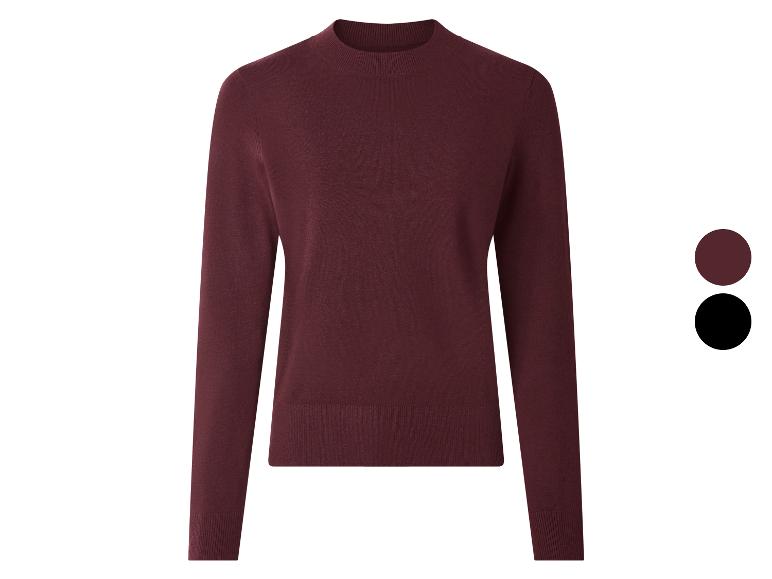 Pull bordeaux à col montant avec échantillons de couleur bordeaux et noir.