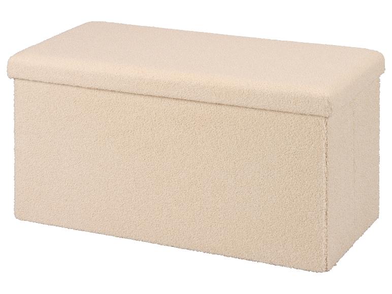 Banc de rangement rectangulaire beige avec texture bouclée