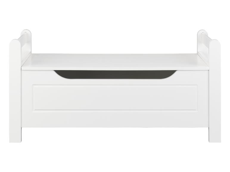 Banc coffre à jouets blanc avec rangement et dossier