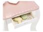 Table de jeu avec plateau rose et tiroir avec sèche-cheveux et brosse