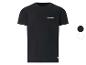 T-shirt noir à manches courtes avec un petit logo en bas à droite.