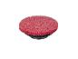 Disque abrasif rouge avec base noire sur fond blanc.
