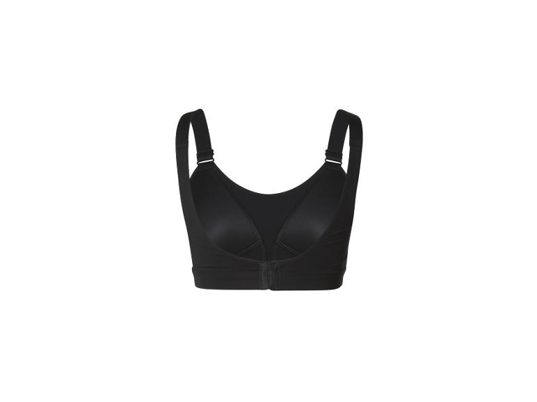 Un soutien-gorge de sport noir avec des bretelles larges.