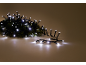 Guirlande lumineuse LED blanche sur une branche de sapin, avec des lumières éparpillées sur le sol.