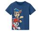 T-shirt bleu avec impression de deux chiots en uniforme