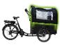 Vélo cargo électrique noir avec une lueur verte