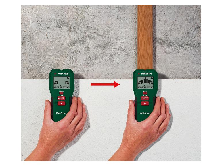 Le multisenseur PARKSIDE détecte un montant en bois à l'intérieur du mur.