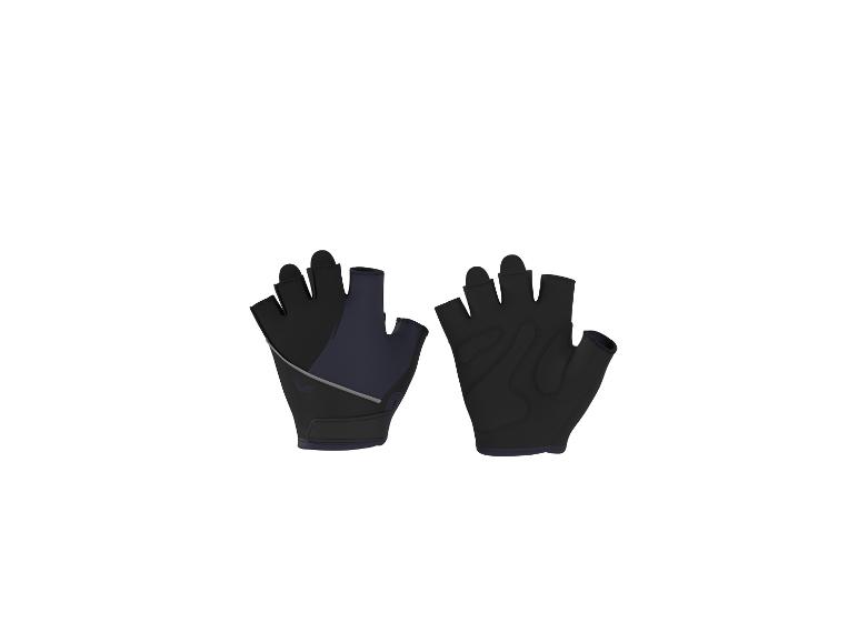 Une paire de gants de cyclisme sans doigts noirs et bleu foncé