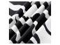 Tissu blanc avec un motif abstrait noir.