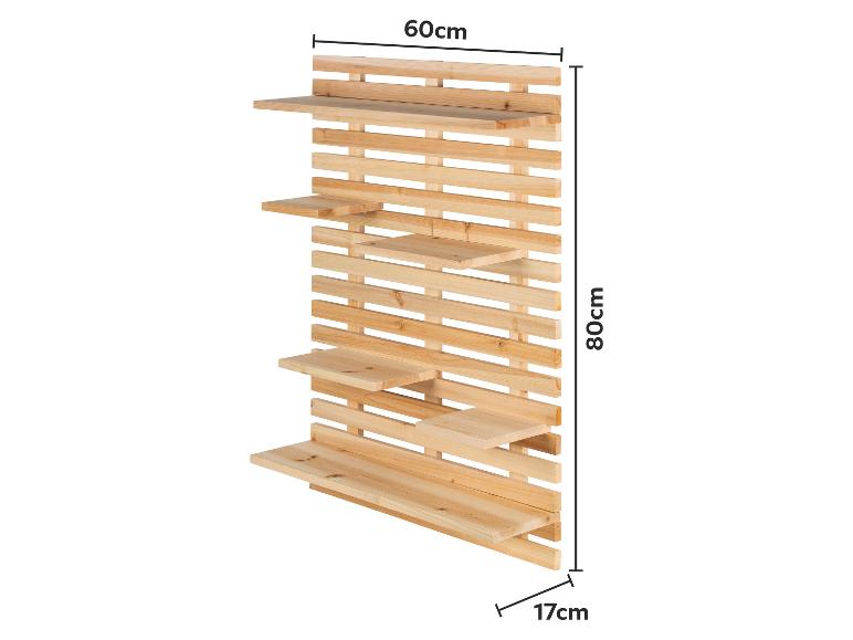 Étagère murale en bois avec tablettes, 60x80x17cm