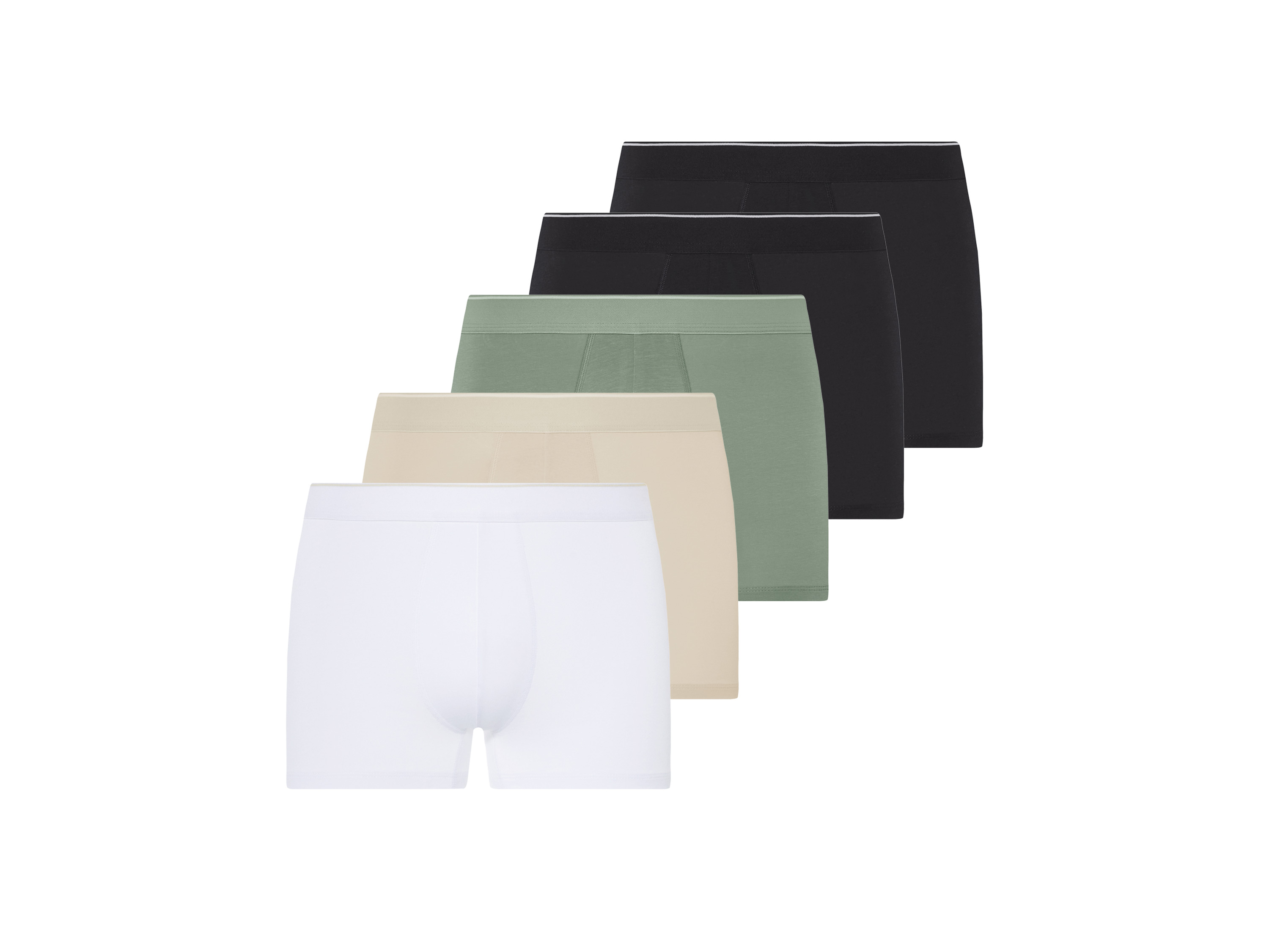 LIVERGY® Lot de 5 boxers homme (noir/vert/beige/blanc, M)