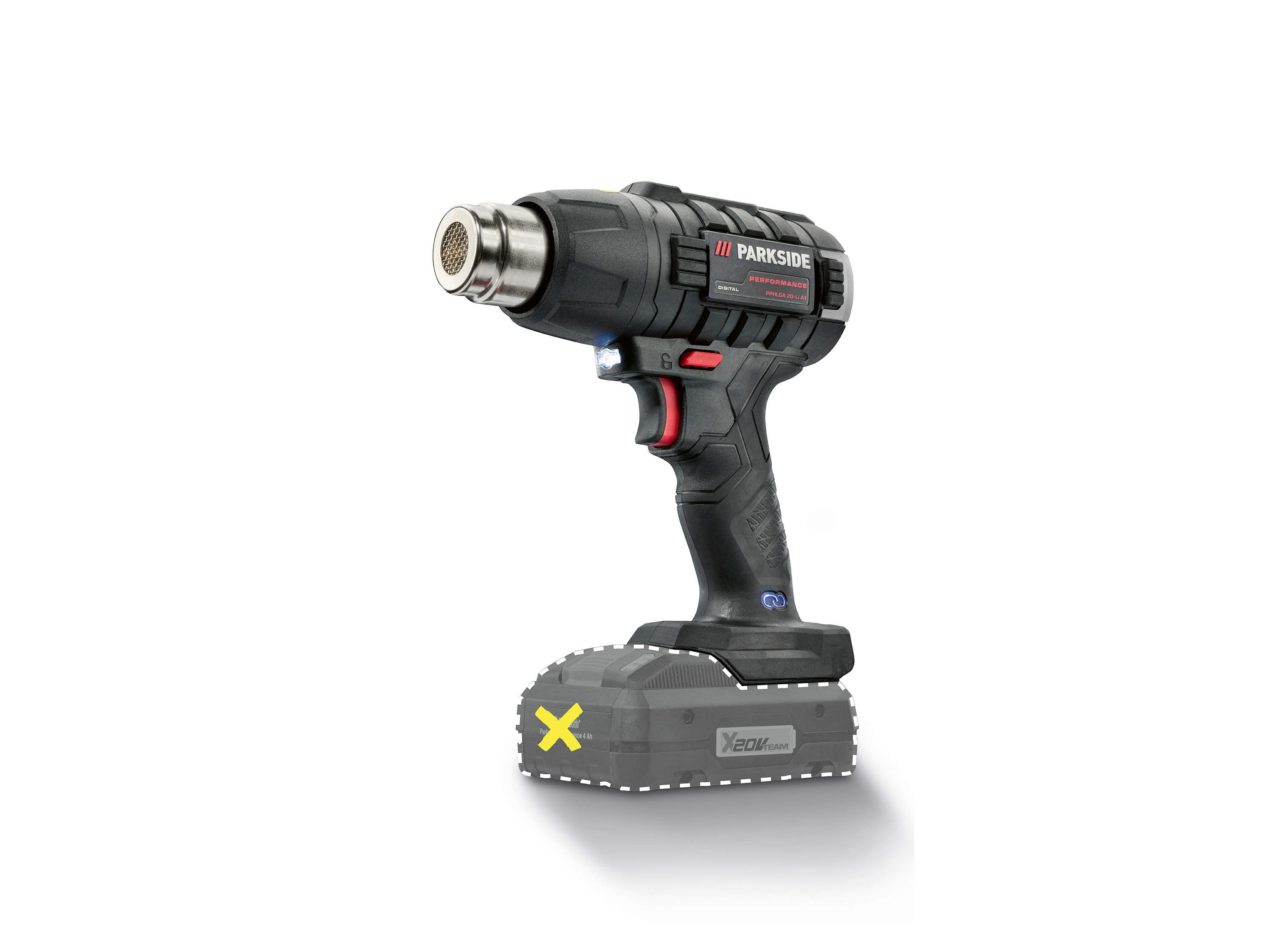 PARKSIDE PERFORMANCE® Décapeur thermique sans fil PPHLGA 20-Li A1, 20 V