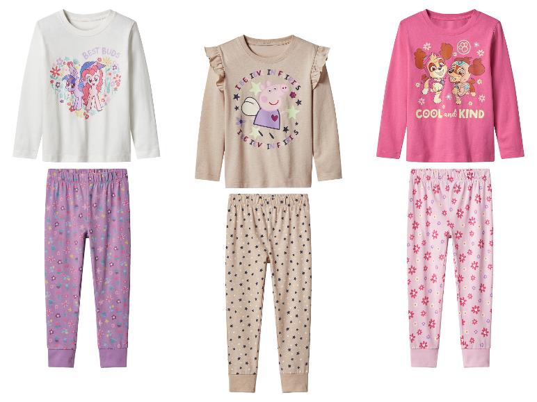 Trois ensembles de pyjamas pour enfants : My Little Pony, Peppa Pig et Pat' Patrouille.