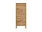 Meuble de rangement en bois clair avec deux tiroirs.