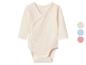 Body bébé à manches longues en beige, bleu et rose