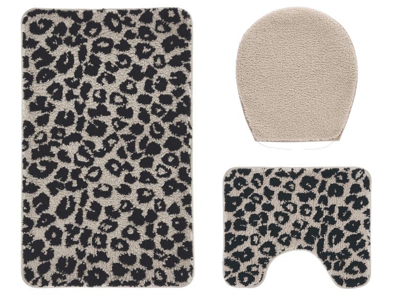 Ensemble de tapis de bain imprimé léopard avec housse de siège de toilette et tapis contour